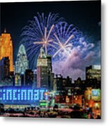 2019 Webn Fireworks Cincinnati Ohio Skyline Photograph #1 Metal Print