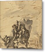 Aeneas Carrying Anchises From Burning Troy Metal Print