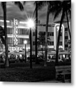 Black Florida Series - Ocean Drive By Night #1 Metal Print