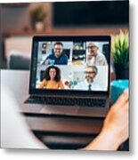 Business Team In Video Conference #1 Metal Print