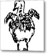 Duck Black And White Silhouette #1 Metal Print
