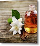 Essential Oil With Jasmine Flower And Vanilla #1 Metal Print
