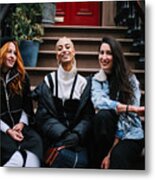 Fashionable group of female friends in Manhattan, New York Metal Print