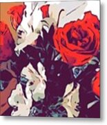 Flowers Red And White Metal Print