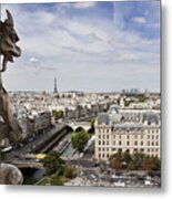 Gargoyle Of The Notre Dame Cathedral, Paris, France #1 Metal Print
