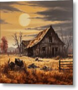 Golden Moon Over The Countryside #1 Metal Print