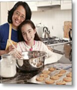 Grandmother And Granddaughter Baking Cookies #1 Metal Print