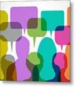 Group Discussion With Speech Balloons #1 Metal Print
