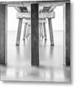 Gulf Shores Pier Pilings Black And White Photo #1 Metal Print