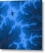 High Resolution Blue And Red Fractal Background, Which Patterns Remind Of Synapses. #1 Metal Print