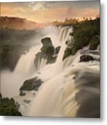 Iguazu Falls Waterfalls At Sunset. #1 Metal Print