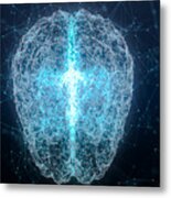 Illustration Of Brain Analysis And Dna Connecting Line And Dot ,futuristic Design For Digital Technology And Science Concept #1 Metal Print
