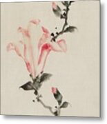 Large Pink Blossom On A Stem With Three Additional Buds #2 Metal Print