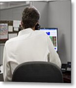 Man In Office On The Telephone #1 Metal Print