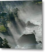 Misty Morning Headlands With Slanting Shafts Of Light  #1 Metal Print