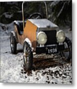 Old Toy Car In The Snow #1 Metal Print