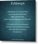 Pathways - Rainer Maria Rilke Poem - Literature - Typewriter Print 1 #1 Metal Print