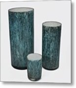 Three Blue Cylinders Metal Print