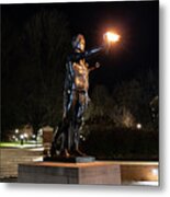 Torchbearer Statue At The University Of Tennessee At Night Metal Print