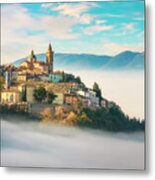 Trevi Picturesque Village In A Foggy Morning. Perugia, Umbria, I #1 Metal Print