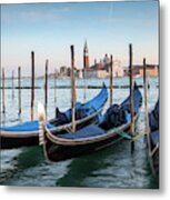Venice Gondolas Moored At The San Marco Square. #2 Metal Print
