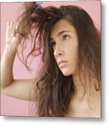 Woman Combing Knotted Hair #1 Metal Print
