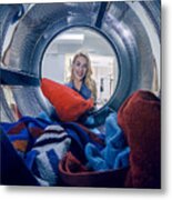 Young Woman Having A Laundry Day #1 Metal Print