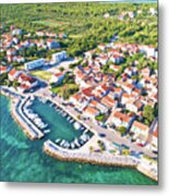 Zadar. Village Of Diklo In Zadar Archipelago Aerial View Of Harb #1 Metal Print