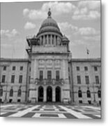 Rhode Island State Capitol Building In Black And White Metal Print