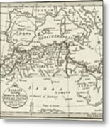 1798 Historical Map Of Barbary Including Morocco, Tunis, Algiers And Tripoly Sepia Metal Print