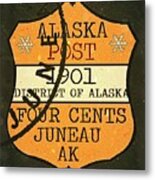 1901 Union Apo - Juneau Alaska - Local Mail Delivery - 4cts. Cantaloupe - Mail Art Post Metal Print