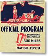 1929 Indy 500 Race Program Metal Print