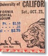 1937 Cal Bears Football Ticket Remix Art Metal Print