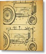 1940 Tractor Patent Drawing Metal Print