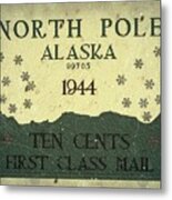1944 North Pole, Alaska - First Class Mail - 10cts. Midnight Moon - Mail Art Post Metal Print