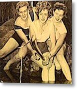 1950s Threes Sisters Fishing For...1of2 Metal Print