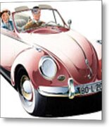 1950s Volkswagen Beetle Convertible Advertisement Metal Print