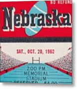 1962 Nebraska Football Ticket Art Metal Print