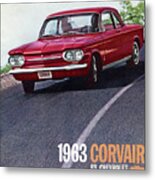 1963 Corvair Brochure Cover Metal Print