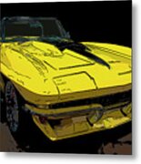1967 Chevy Corvette Convertible Yellow Digital Drawing Metal Print
