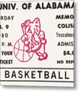 1980 Alabama Basketball Ticket Stub Art Metal Print