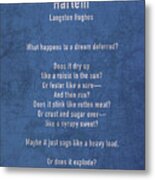 Harlem By Langston Hughes Poem Iconic Poetry Literature On Old Canvas #2 Metal Print