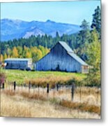 Horse And Old Barn In Pasture Along The Teanaway  #2 Metal Print