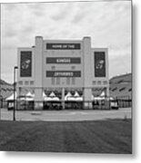 Kansas Jayhawks Football Stadium In Black And White Metal Print