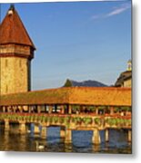 Kapellbrucke Chapel Covered Bridge And Water Tower In Luzern, Sw #2 Metal Print