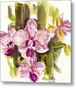 Pink Orchids Metal Print