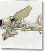Raf Westland Lysander V G-ccom Vintage Aircraft - Classic War Birds - Planes Watercolor By Ahmet Asa #2 Metal Print