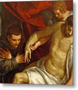 The Dead Christ Supported By An Angel And Adored By A Franciscan #2 Metal Print
