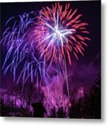 Winter Ski Resort Fireworks #2 Metal Print