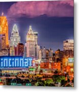 2019 Cincinnati Ohio Night Skyline Metal Print